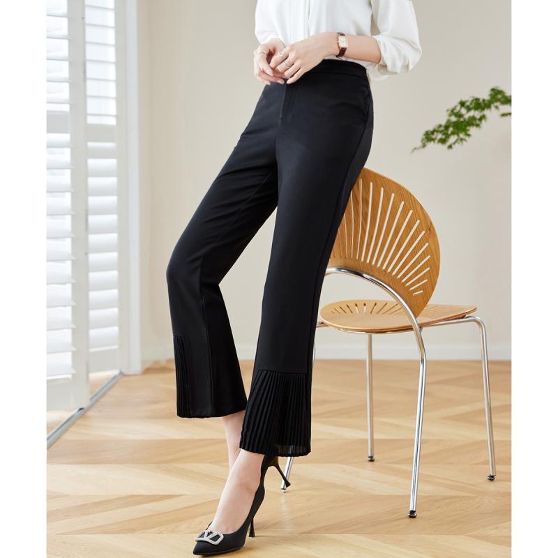 Quần tây ống loe lưng cao bigsize 60kg - 95kg phối dập ly phù hợp mặc đi làm, đi học, đi chơi