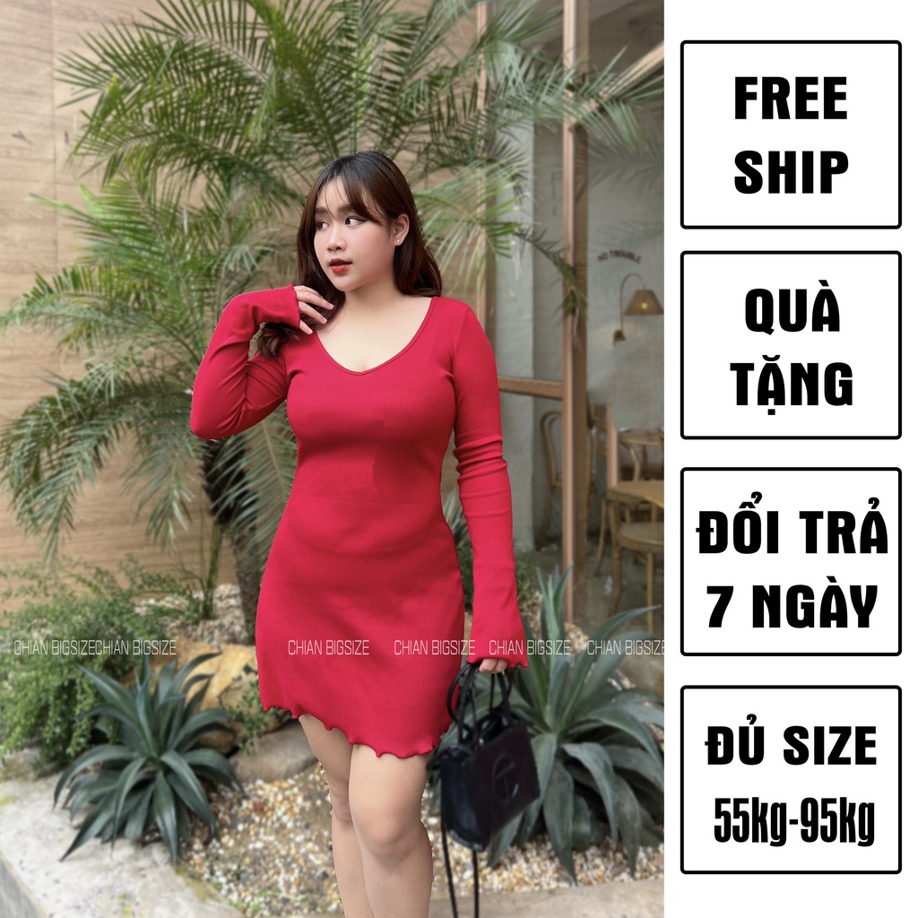 MUA1TẶNG1 - ĐẦM BIGSIZE ÔM TAY DÀI GÂN TĂM