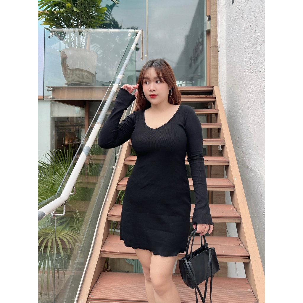 MUA1TẶNG1 - ĐẦM BIGSIZE ÔM TAY DÀI GÂN TĂM