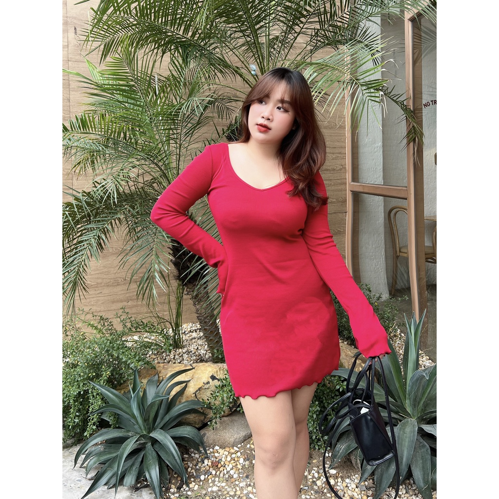 MUA1TẶNG1 - ĐẦM BIGSIZE ÔM TAY DÀI GÂN TĂM