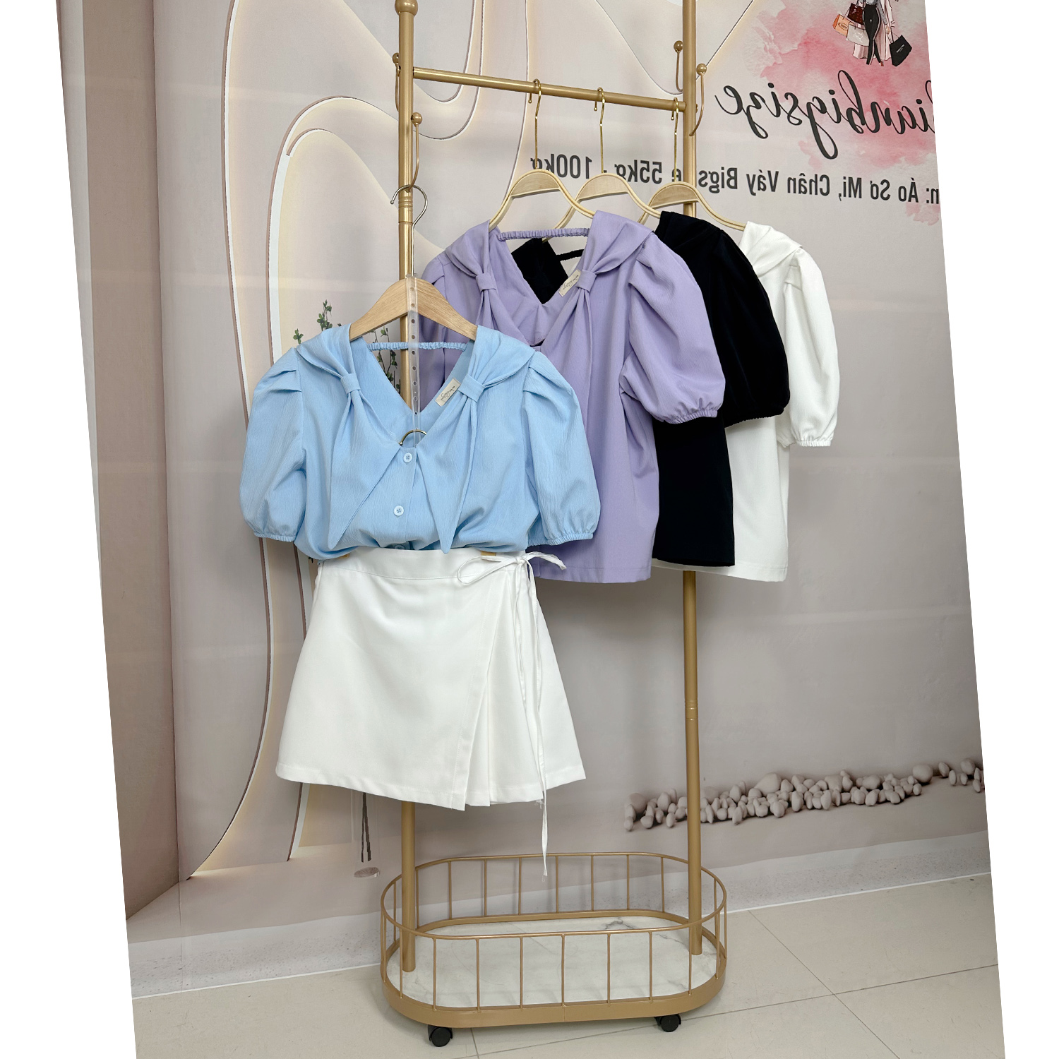 Áo sơ mi bigsize 60kg - 95kg kiểu nơ cổ dây lưng phù hợp mặc đi chơi du lịch