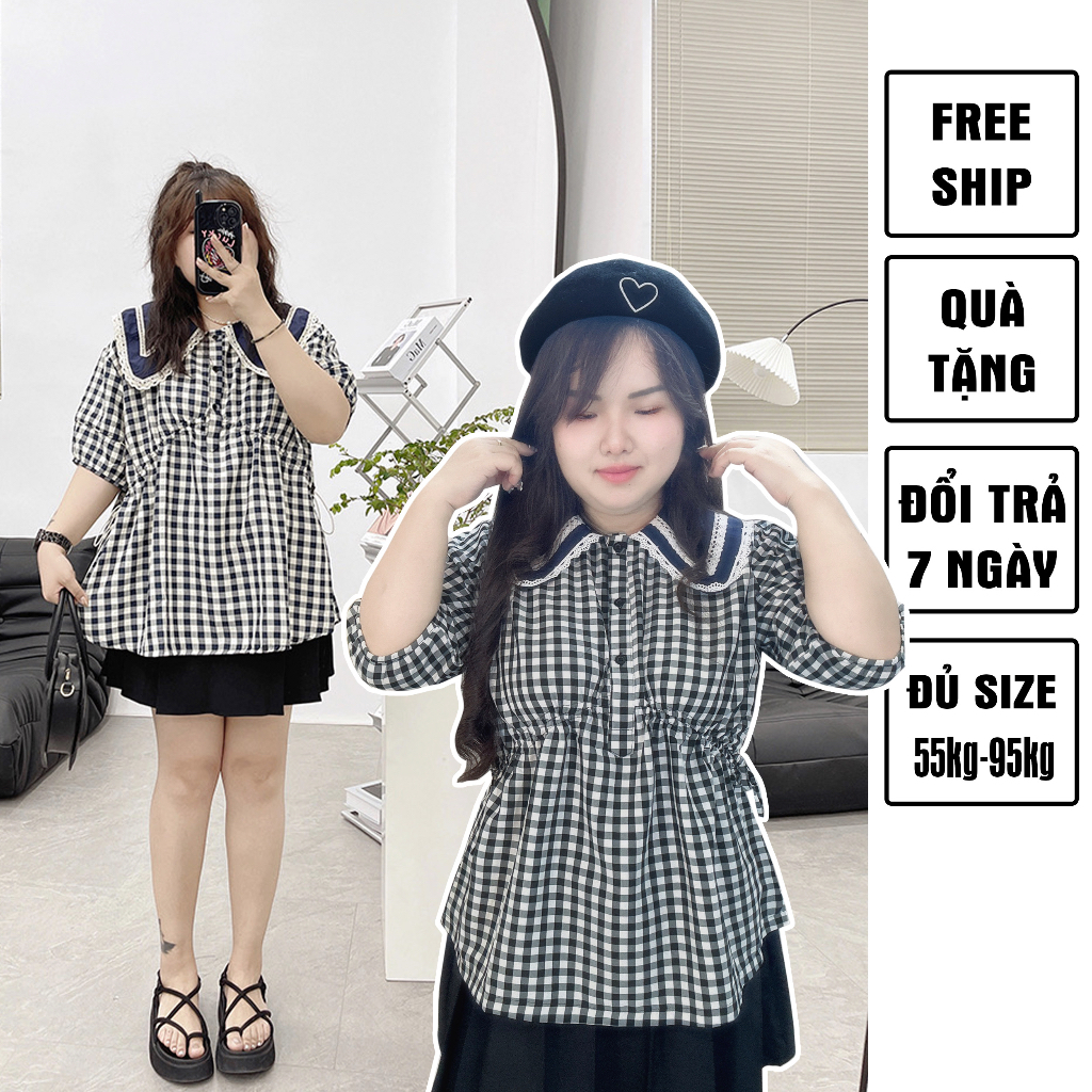 Sét Baby Doll Áo Caro Chân Váy Quần Bigsize (hình và video thật)