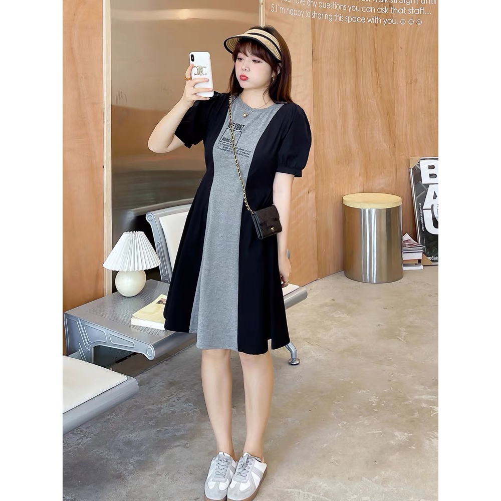[MUA1TẶNG1] Đầm thun bigsize phối màu( hình video thật )