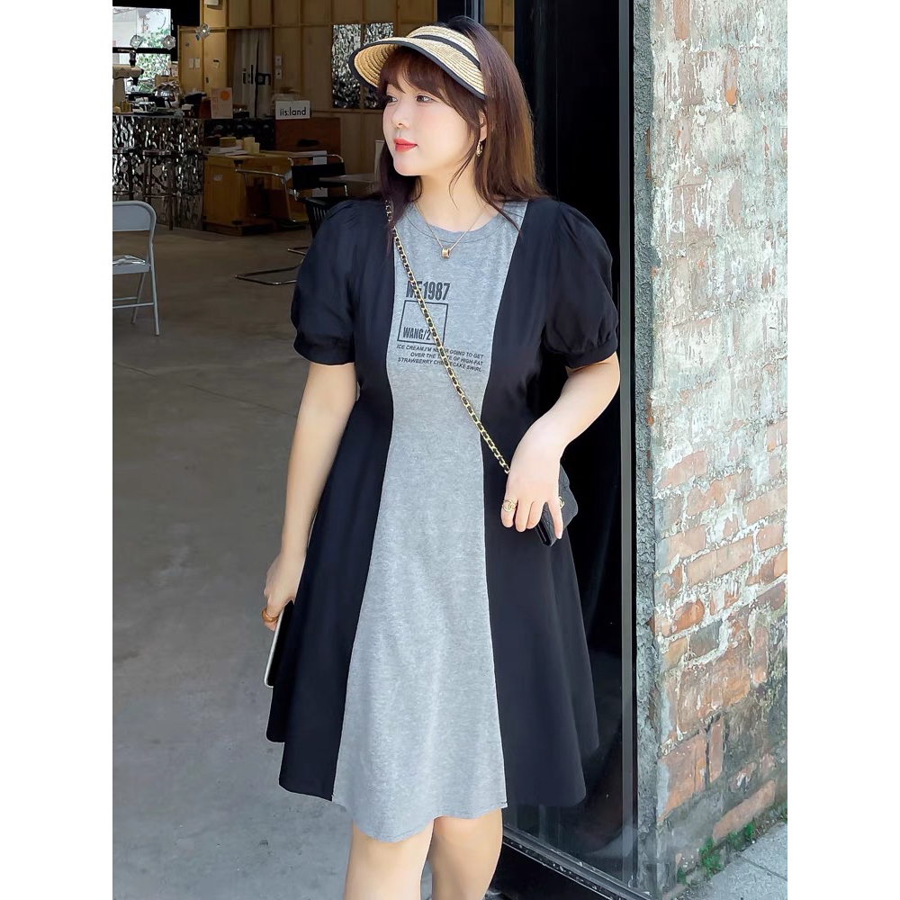 [MUA1TẶNG1] Đầm thun bigsize phối màu( hình video thật )