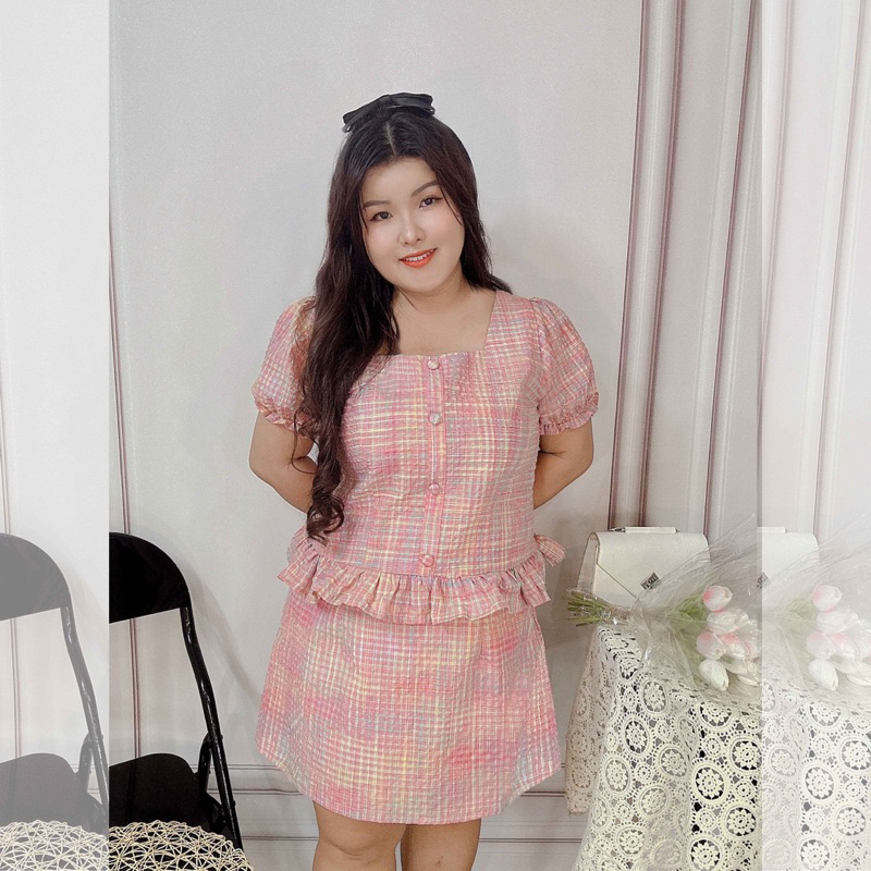 [MUA1TẶNG1] SÉT CARO HỒNG VÁY QUẦN BIGSIZE hình và video thật