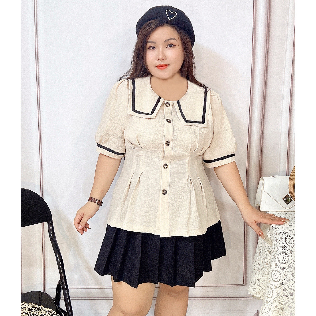 MUA1TẶNG1 Sét thuỷ thủ chiết eo chân váy quần bigsize 55kg-95kg ( hình và video chụp thật )