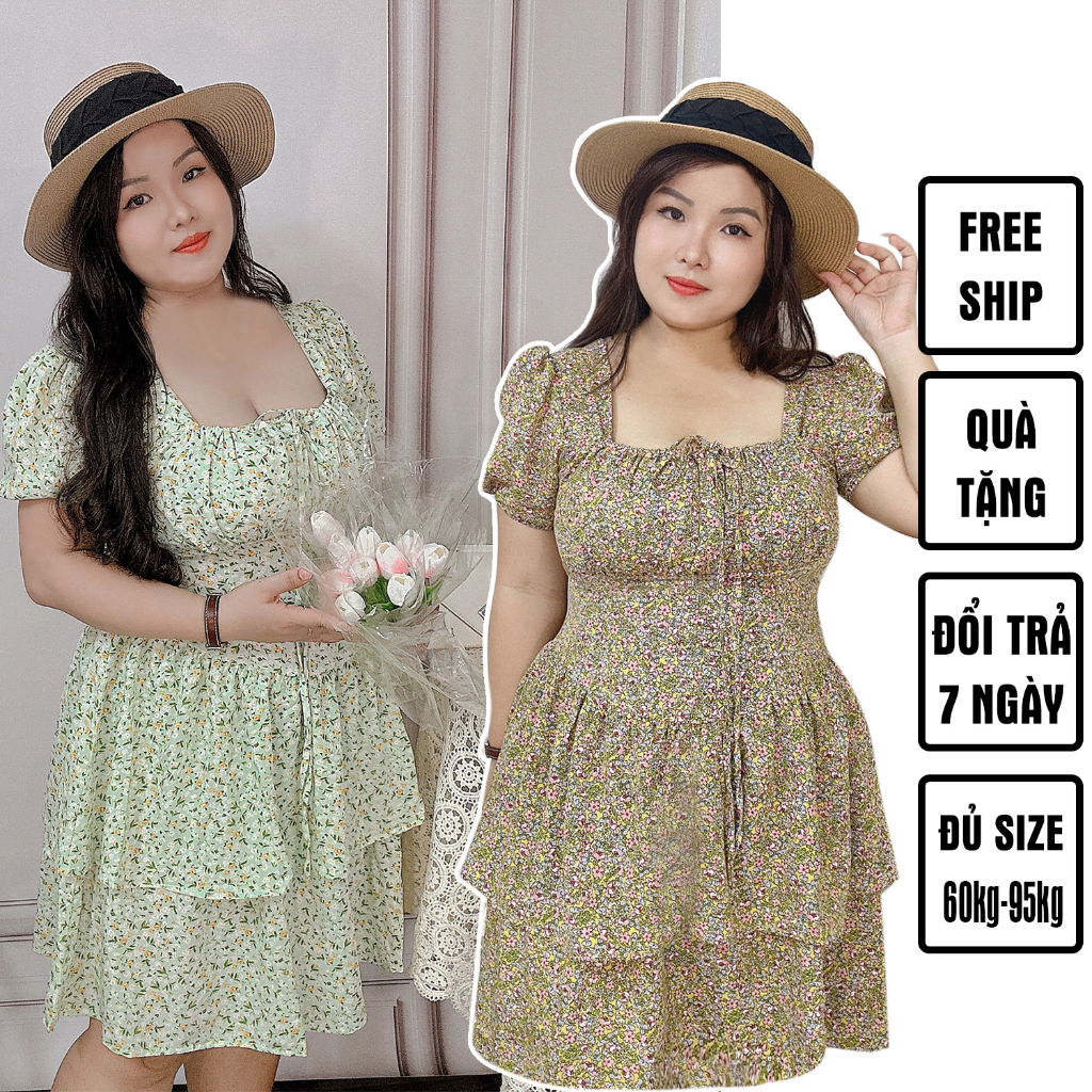 [MUA1TẶNG1] Váy đi biển hoa nhí bigsize 60kg đến 90kg váy xinh nhẹ nhàng