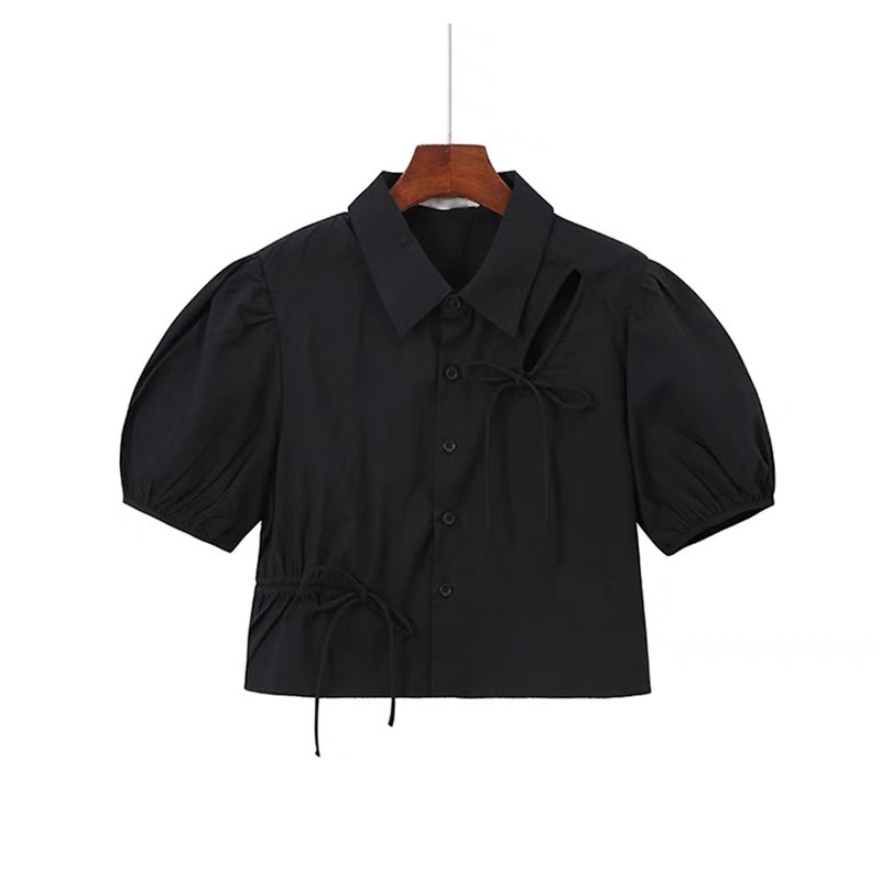 Áo sơ mi rút dây nơ bigsize sơ mi 60kg-90kg sơ mi bigsize dễ thương