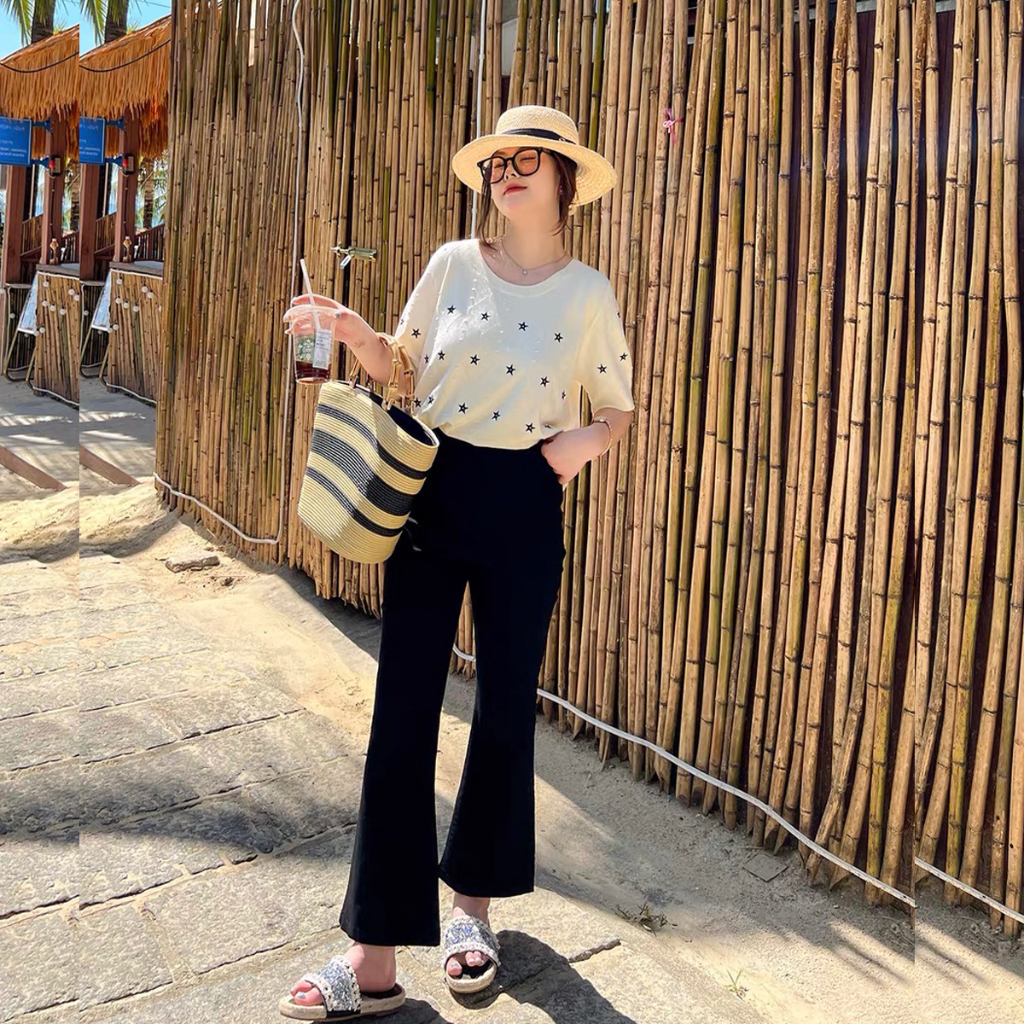 QUẦN ỐNG LOE BIGSIZE CHẤT UMI Quần ống loe lưng cao mặc đi học đi làm đi chơi