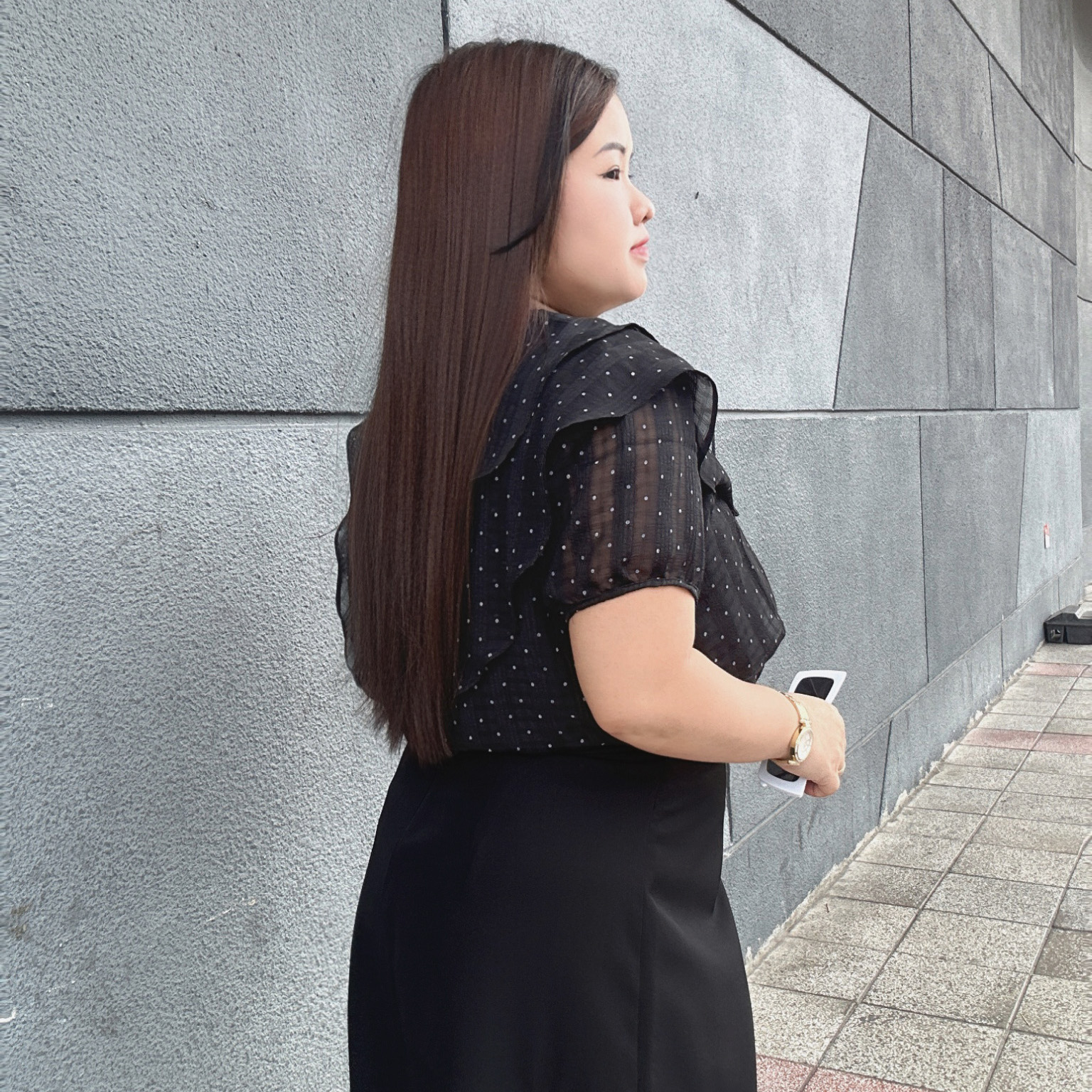 Áo Sơ Mi Nữ Big Size Bèo Tầng Tay Ngắn Chấm Bi Thời Trang Công Sở