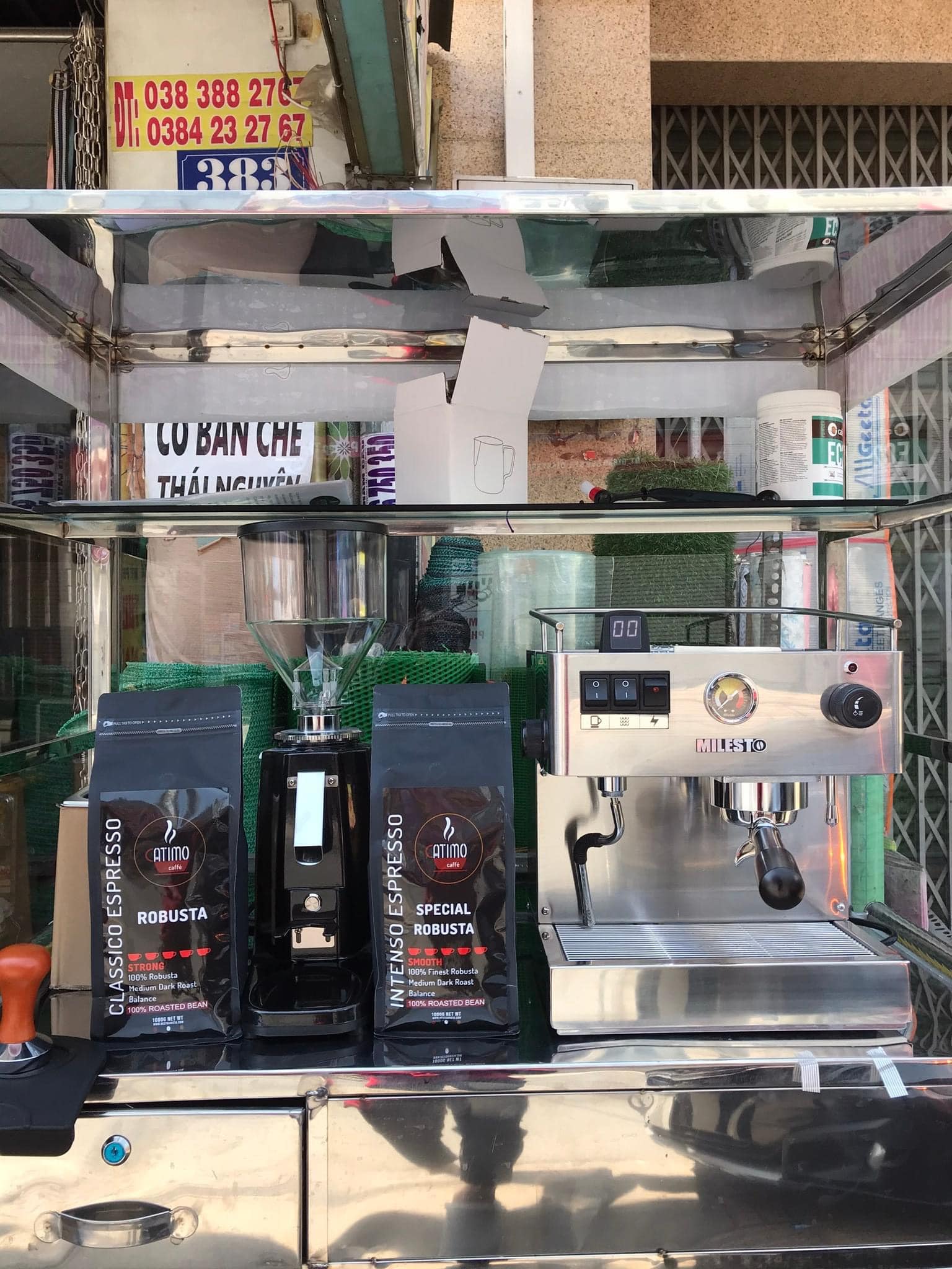 Lắp đặt máy pha cà phê Milesto EM19 & LB020 tại Đền Cờn Quỳnh Lưu