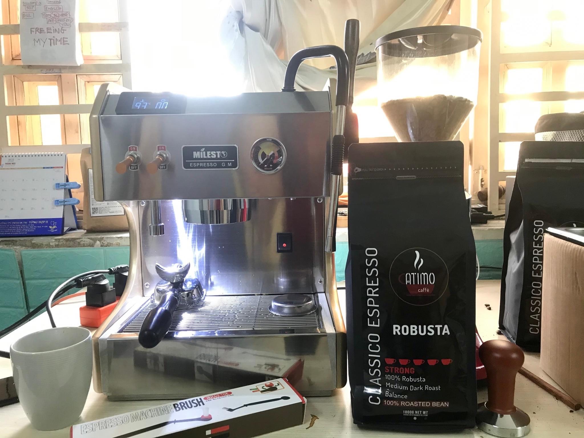 Combo máy pha cà phê Milesto Em20 và máy xay LB020 lắp đặt tại Cẩm Nhượng, Cẩm Xuyên, Hà Tĩnh