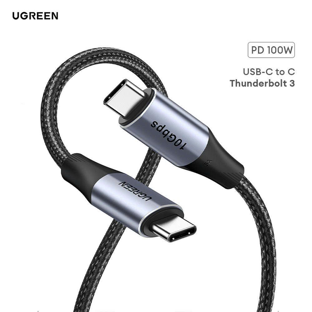 Ugreen Cáp nối Type C sang Type C Thunderbolt 2 Ugreen US355 80150 truyền hình ảnh sạc nhanh chống nhiễu dài 1m
