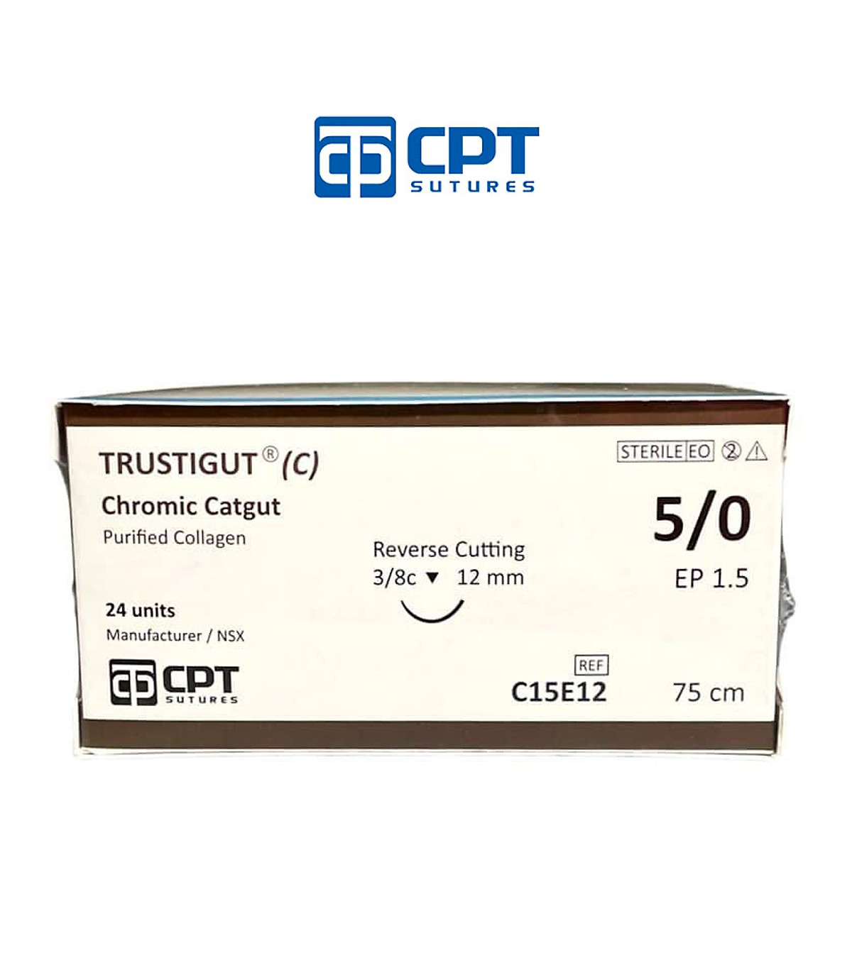 Chỉ phẫu thuật CPT TRUSTIGUT Chromic Catgut 5/0 C15E12