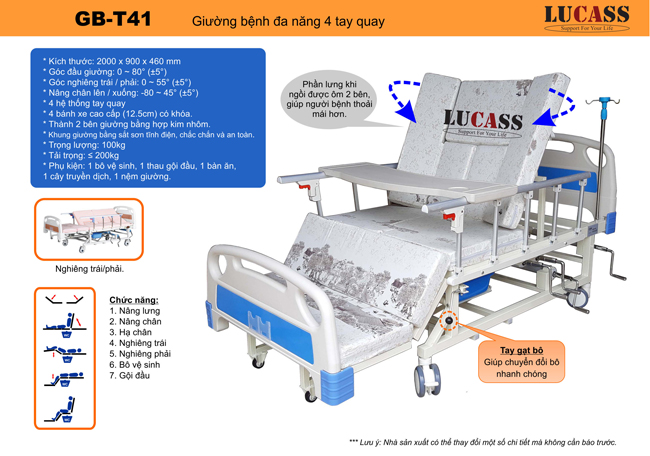 Giường bệnh nhân đa năng Lucass GB-C41 