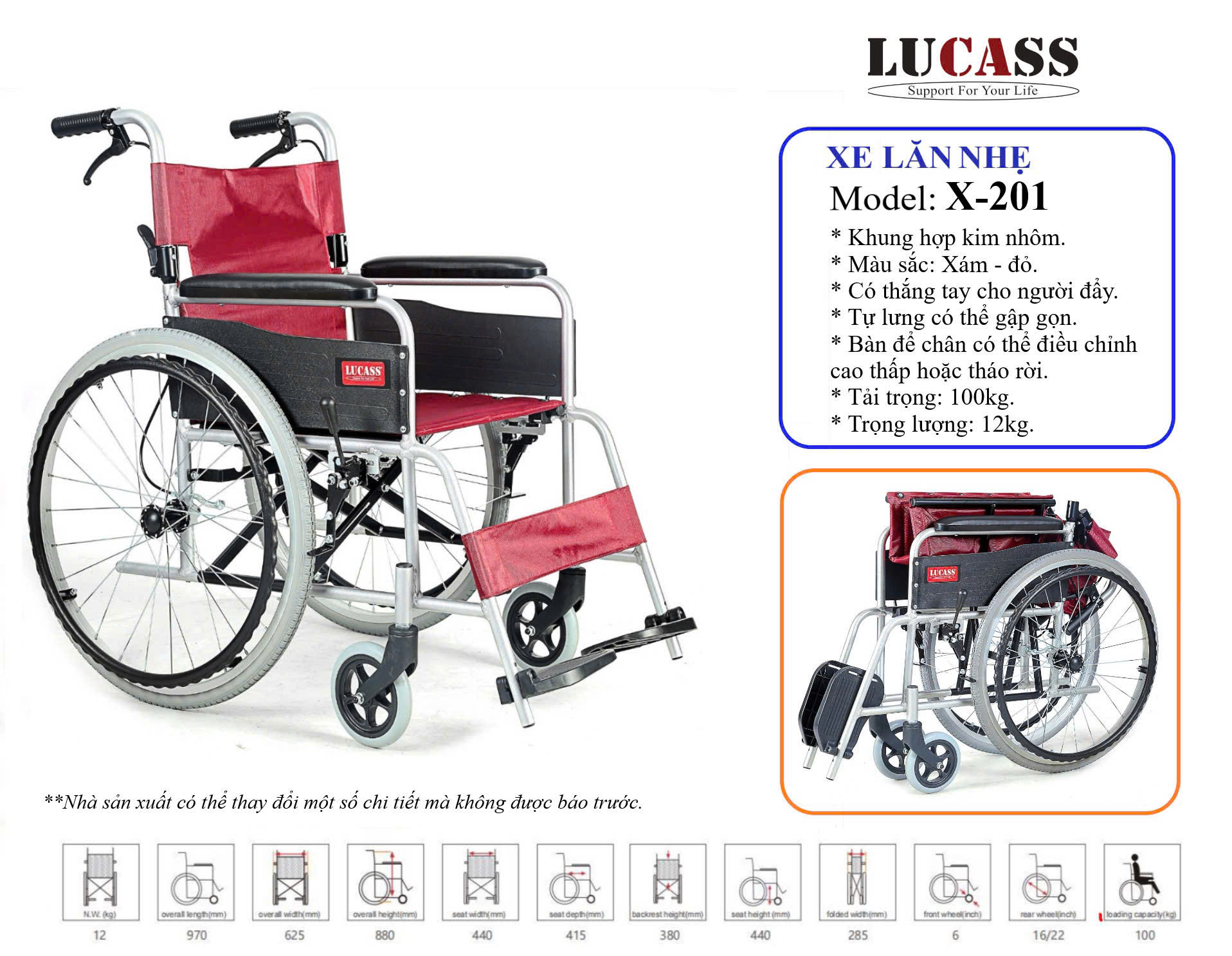 Xe lăn LUCASS X201