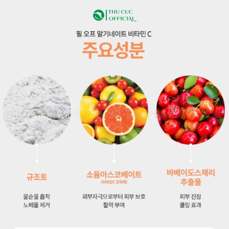 Thành phần trong mặt nạ dẻo Desembre Peel Off Alginate Vitamin C