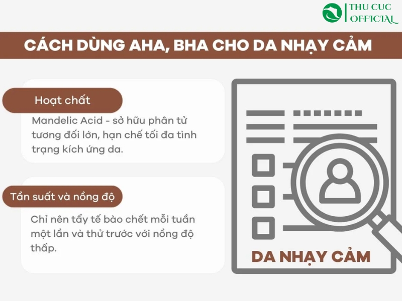 Da nhạy cảm có nên dùng acid (AHA/BHA)