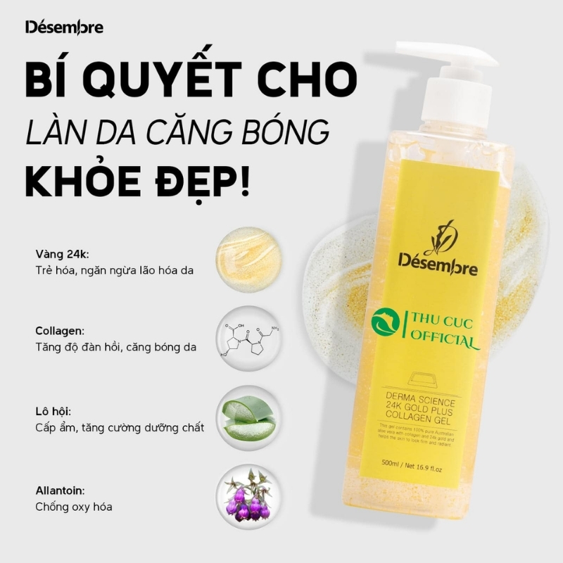 Thành phần chinh trong Gel vàng 24K Desembre