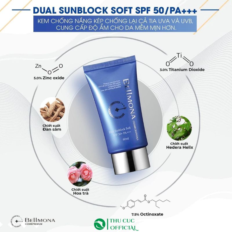 Thành phần trong Bellmona Dual Sunblock Soft
