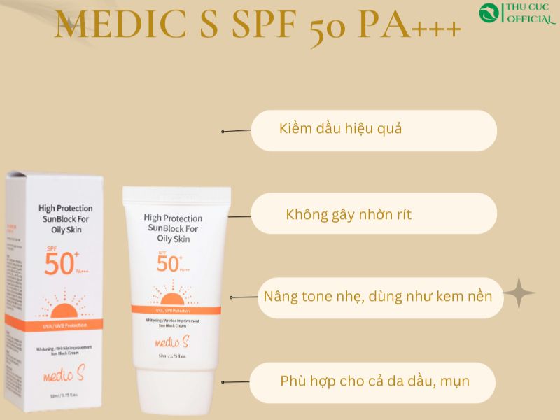 Kem chống nắng Medic S cho da dầu mụn