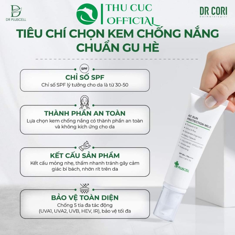 Ưu điểm của Dr Pluscell AC Sun Protection Mild