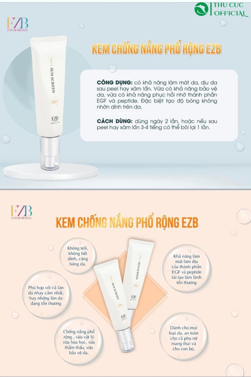 Công dụng của kem chống nắng EZB