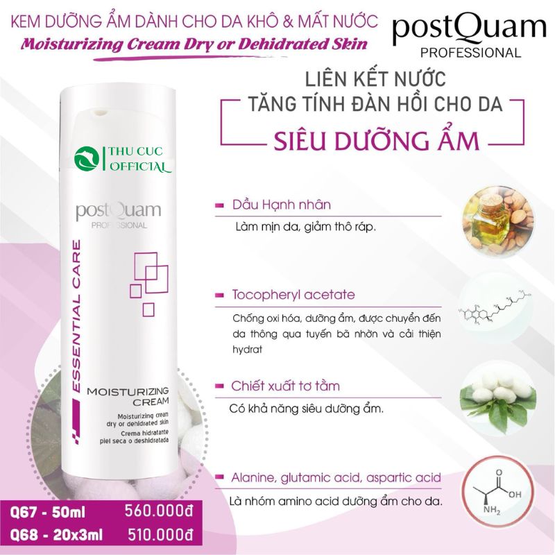 Thành phần trong Postquam Moisturizing Cream Dry Or Dehidrated Skin