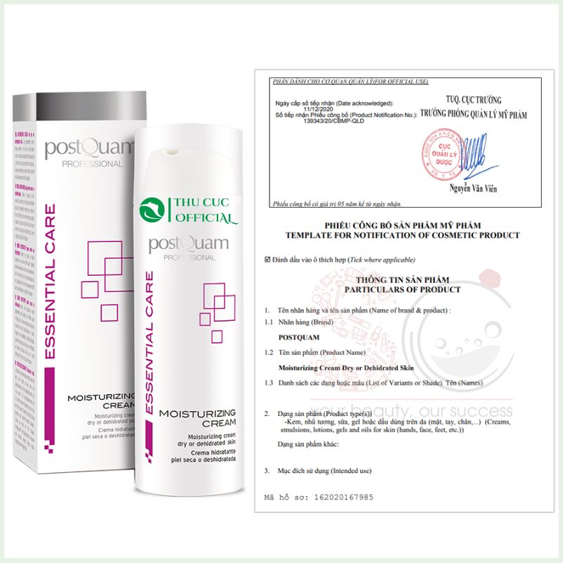 Công bố mỹ phẩm của kem dưỡng ẩm PostQuam