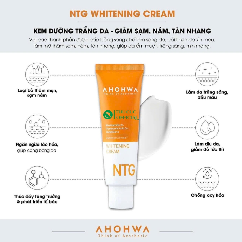 Công dụng chính của kem dưỡng Ahohwa NTG