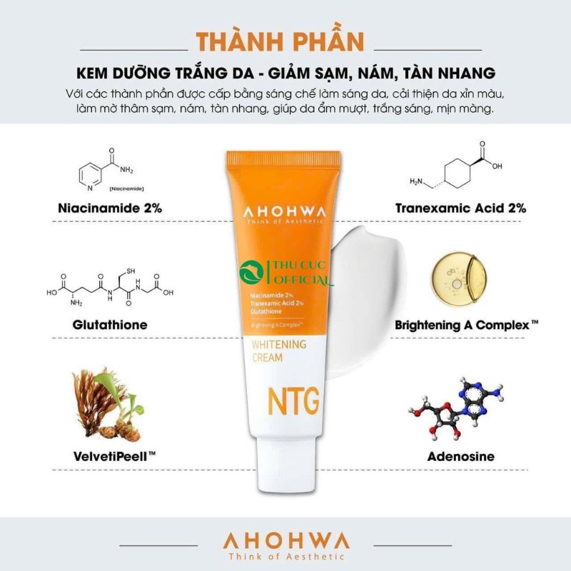 Thành phần trong kem dưỡng Ahohwa NTG