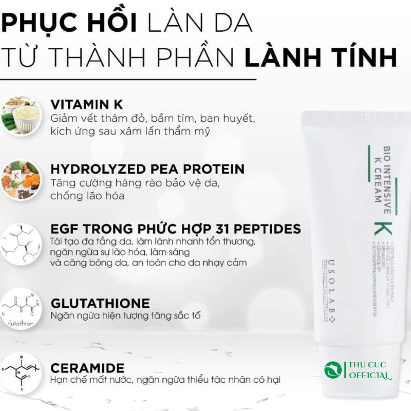 Công dụng của các thành phần chính trong kem K Usolab