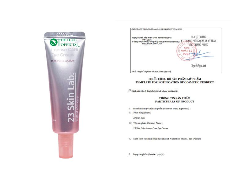 Công bố mỹ phẩm của 23 Skinlab Intense Care Eye Cream 
