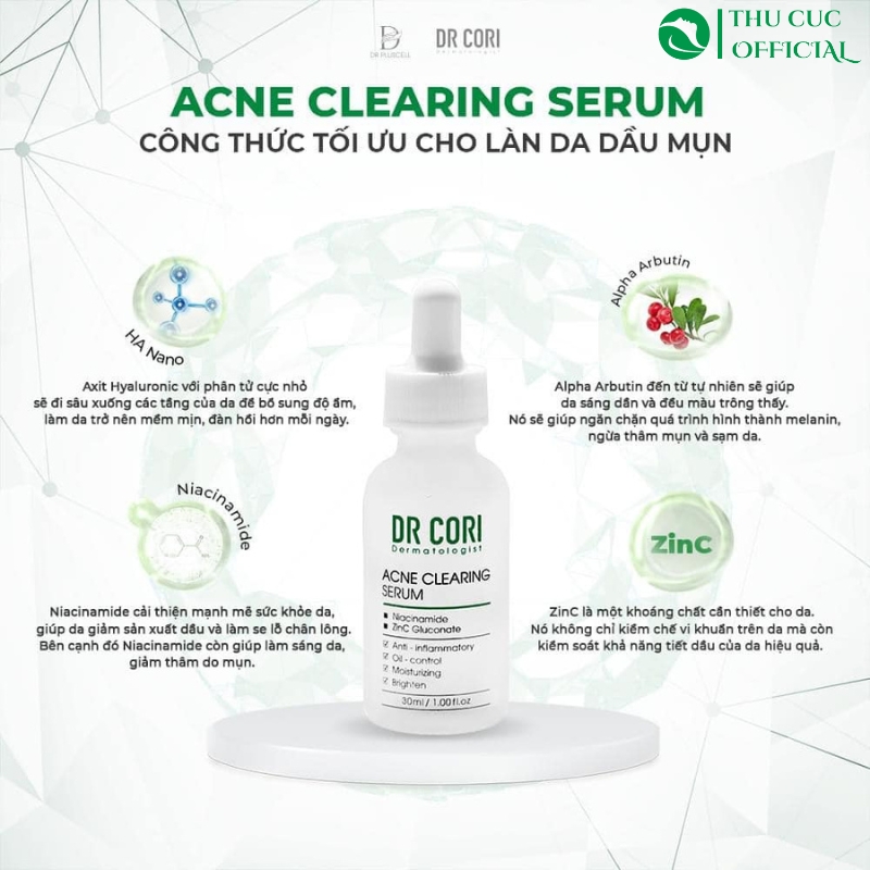 Thành phần trong serum giảm mụn Dr Cori Acne Clearing