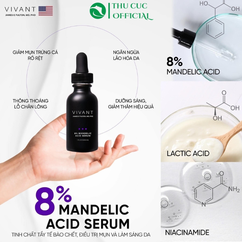 Thành phần chính trong Vivant 8% Mandelic Acid Serum