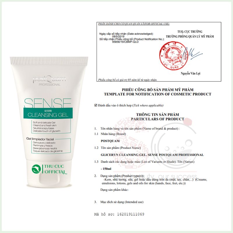 Công bố mỹ phẩm của PostQuam Glycerin Cleansing Gel
