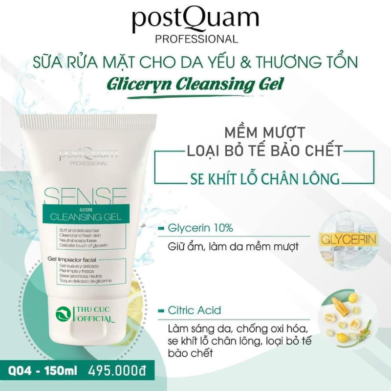 Thành phần trong gel rửa mặt PostQuam