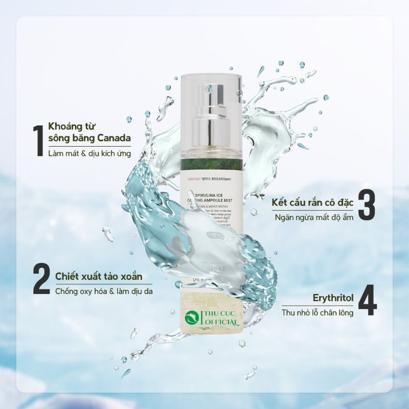 Ưu điểm của Xịt khoáng Desembre Spirulina  Ice Calming Ampoule Mist