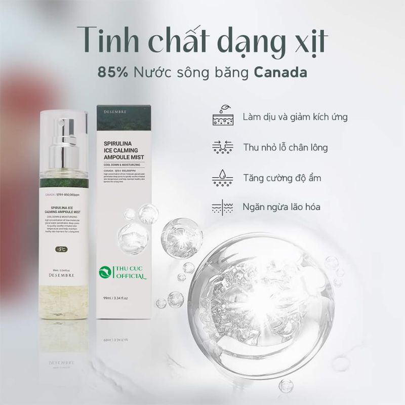 Công dụng của Desembre Spirulina  Ice Calming Ampoule Mist