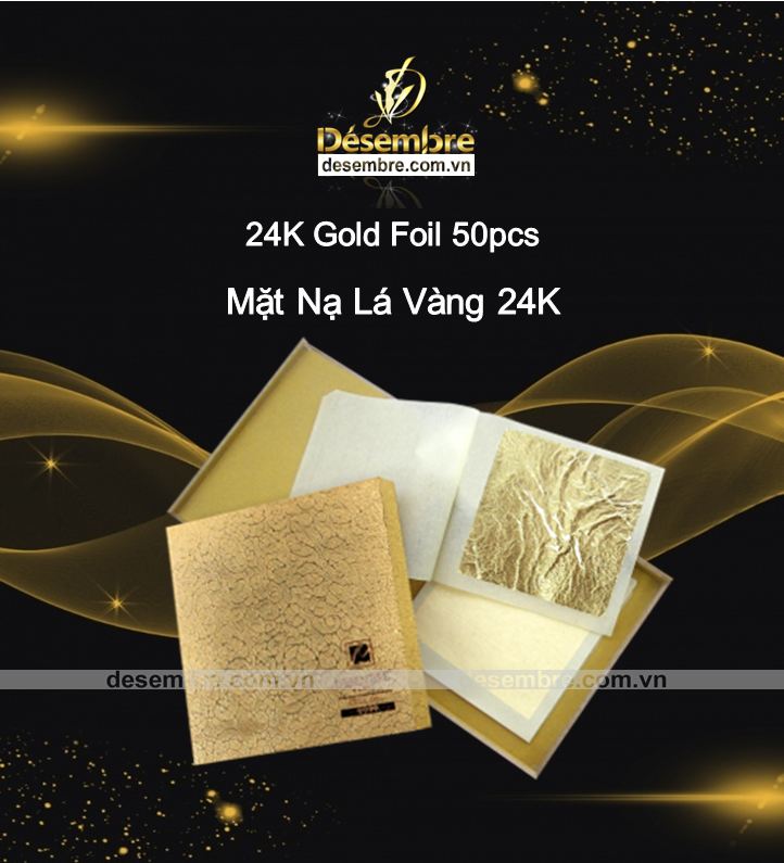 Mặt Nạ Lá Vàng Nguyên Chất 24k Désembre 24k Gold Foil 50pcs tại Thu Cúc