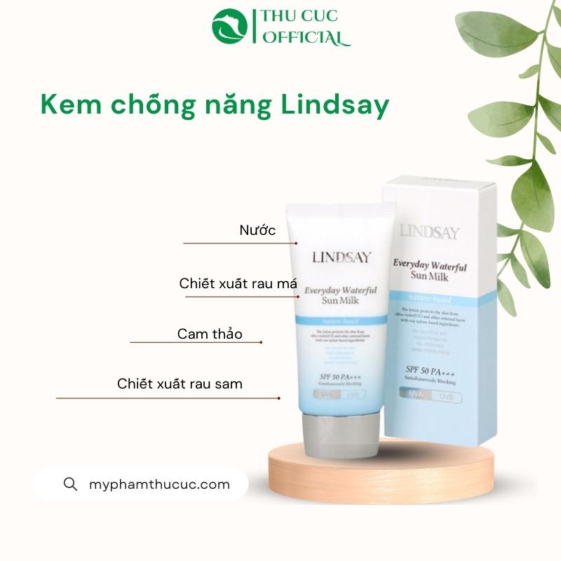 Thành phần kem chống nắng Lindsay Everyday Waterful Sun Milk