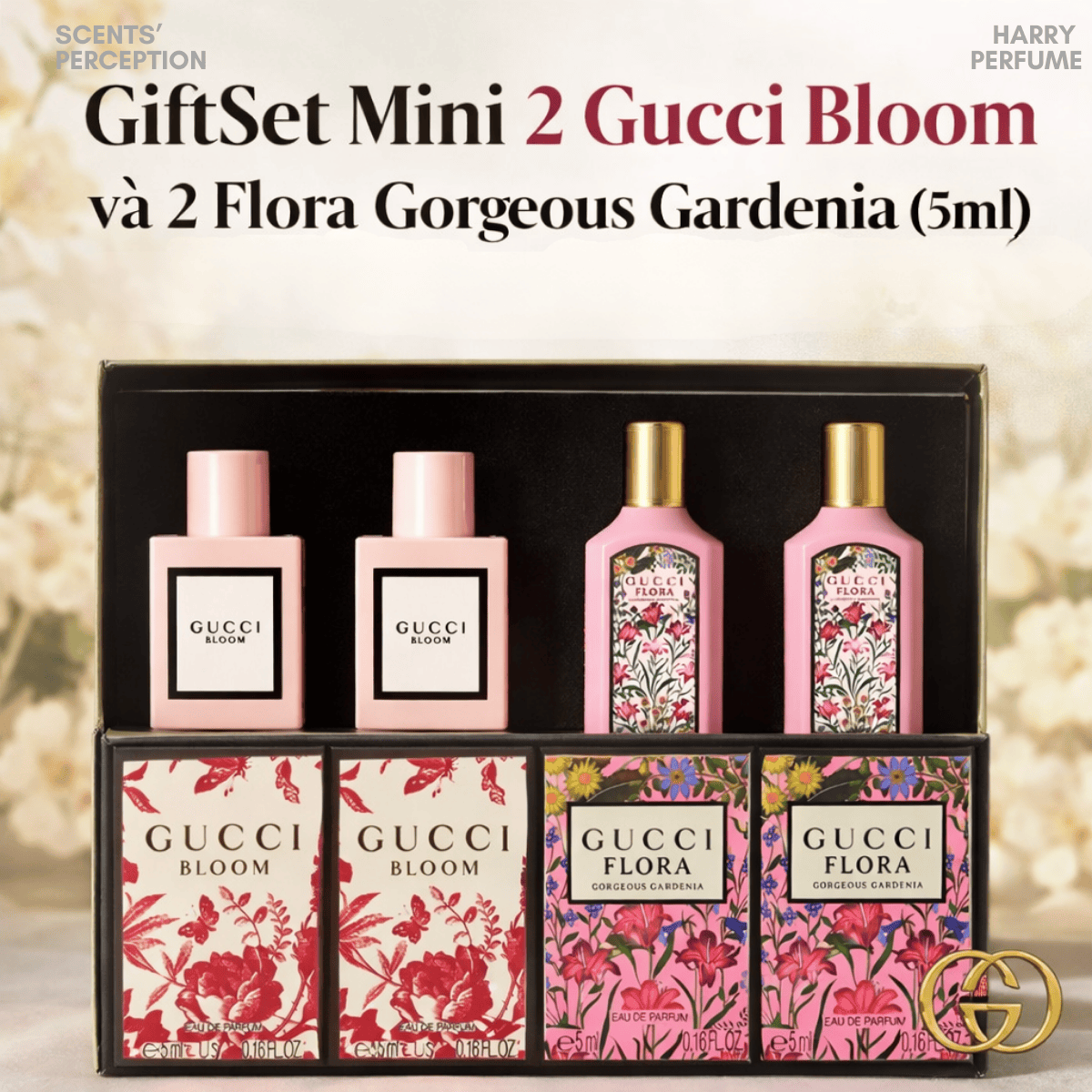 GiftSet Mini 2 Gucci Bloom và 2 Flora Gorgeous Gardenia (5ml)