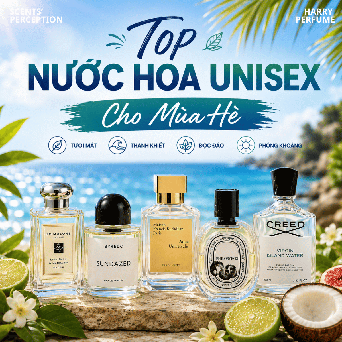 Top 10 nước hoa unisex mùa hè tươi mát được yêu thích