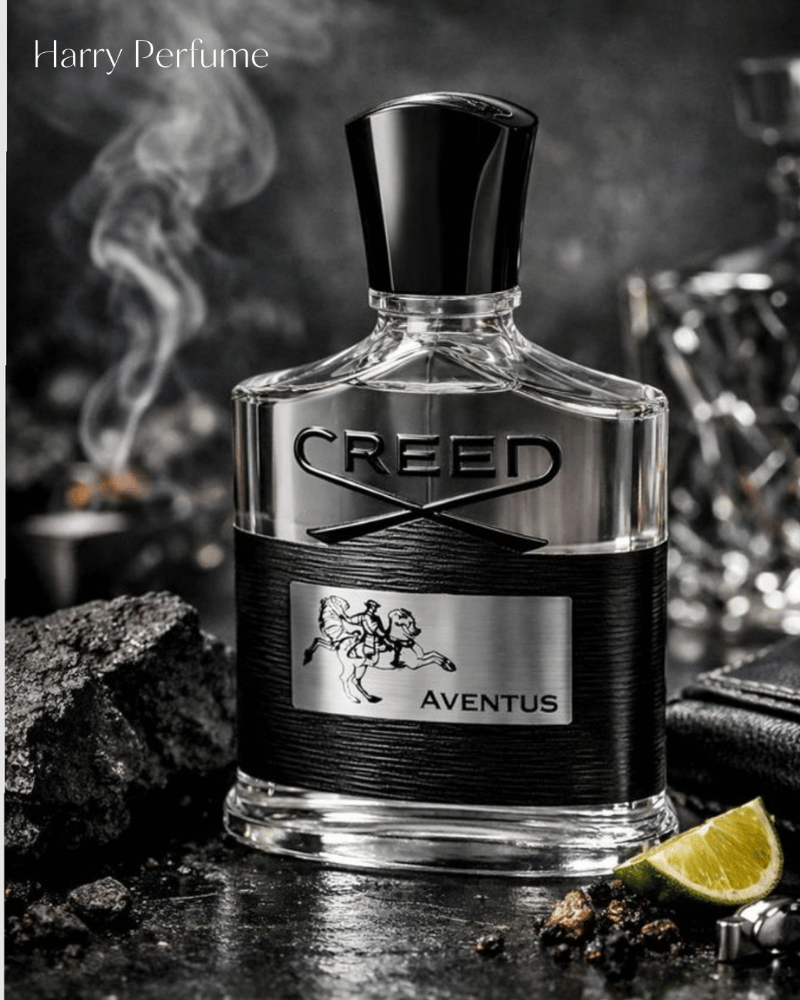 Tầng hương cuối Creed Aventus kết hợp gỗ bạch dương khói nhẹ, hoắc hương trầm và xạ hương mềm mại.