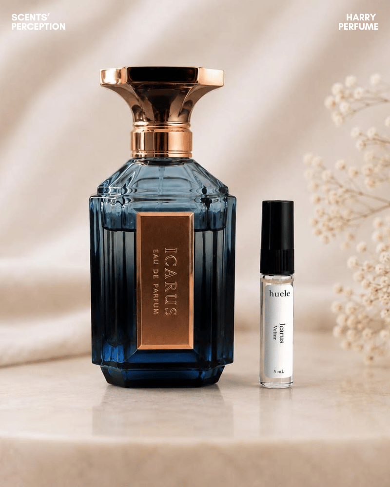 Icarus gần Blue Talisman về cấu trúc note, nhưng cedarwood và cách sắp xếp gừng–quýt khiến dry-down woody hơn rõ.