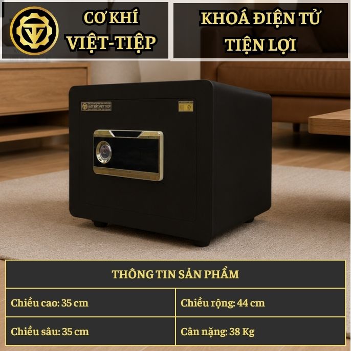 KÉT VIỆT TIỆP B38E_KHOÁ ĐIỆN TỬ CẢM ỨNG_38Kg_BO GÓC KHÔNG BẢN LỀ