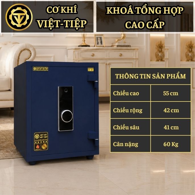 KÉT VIỆT TIỆP K65-KD_VÂN TAY + ĐIỆN TỬ_60Kg_KHÔNG CHÌA KHÓA