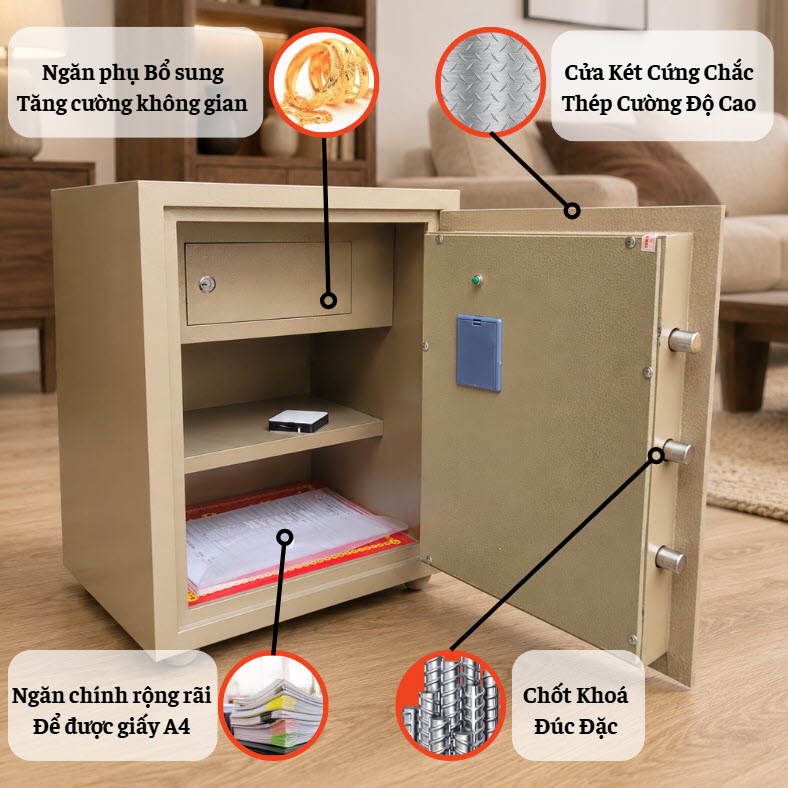 KÉT VIỆT TIỆP K65-KD_VÂN TAY + ĐIỆN TỬ_60Kg_KHÔNG CHÌA KHÓA