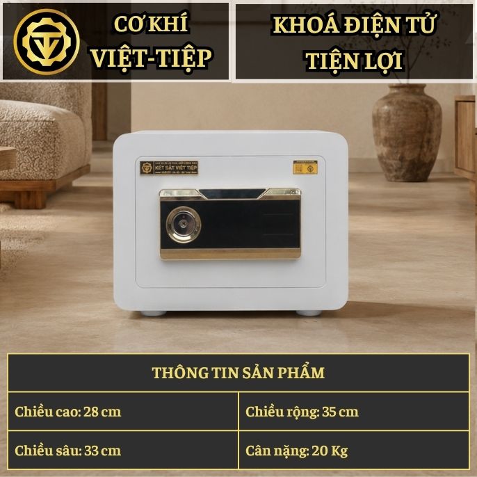 KÉT VIỆT TIỆP B20E_KHOÁ ĐIỆN TỬ CẢM ỨNG_20Kg_BO GÓC KHÔNG BẢN LỀ