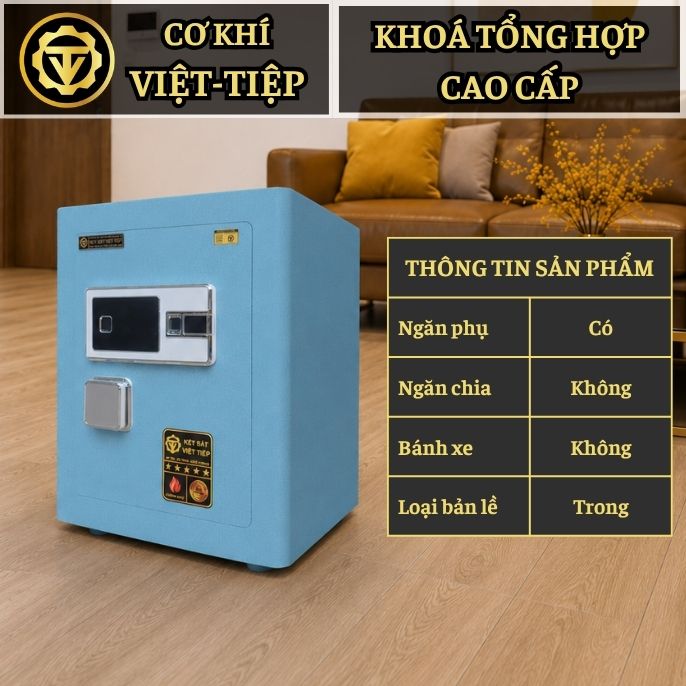 KÉT VIỆT TIỆP B50EVT_VÂN TAY + ĐIỆN TỬ_45Kg_BO GÓC KHÔNG BẢN LỀ